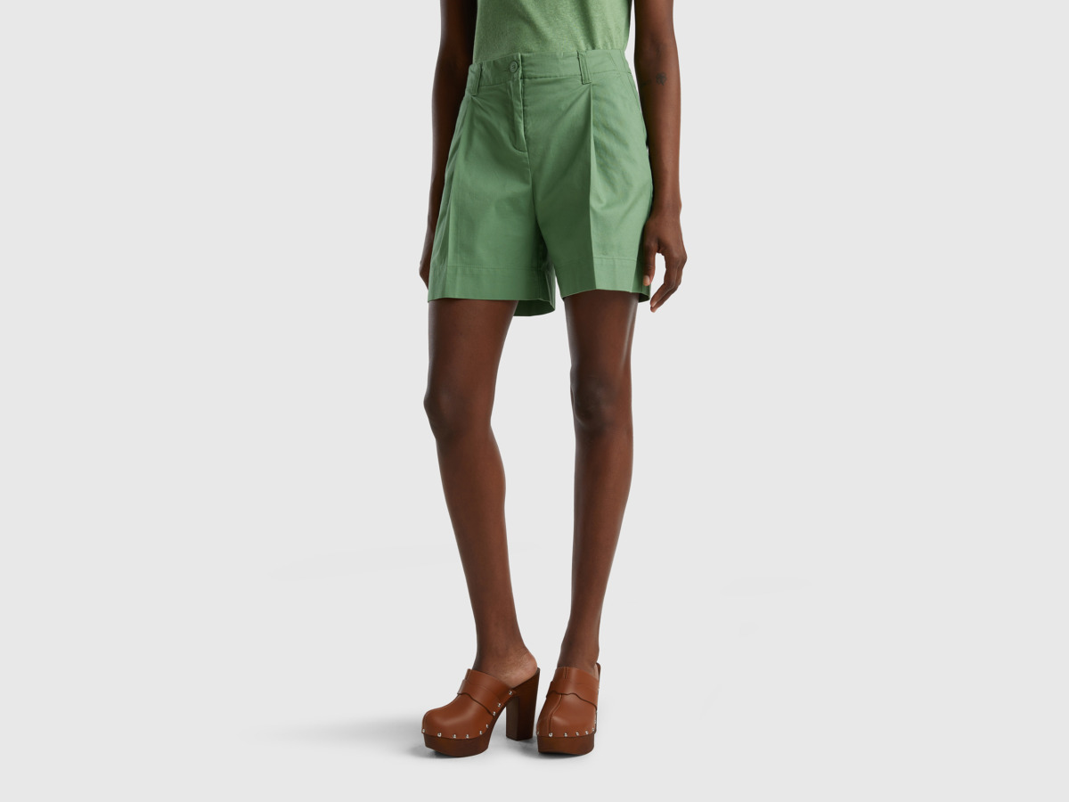 Benetton United Colors Of Shorts Made Of Elastic Green Female Womens SHORTS GOOFASH