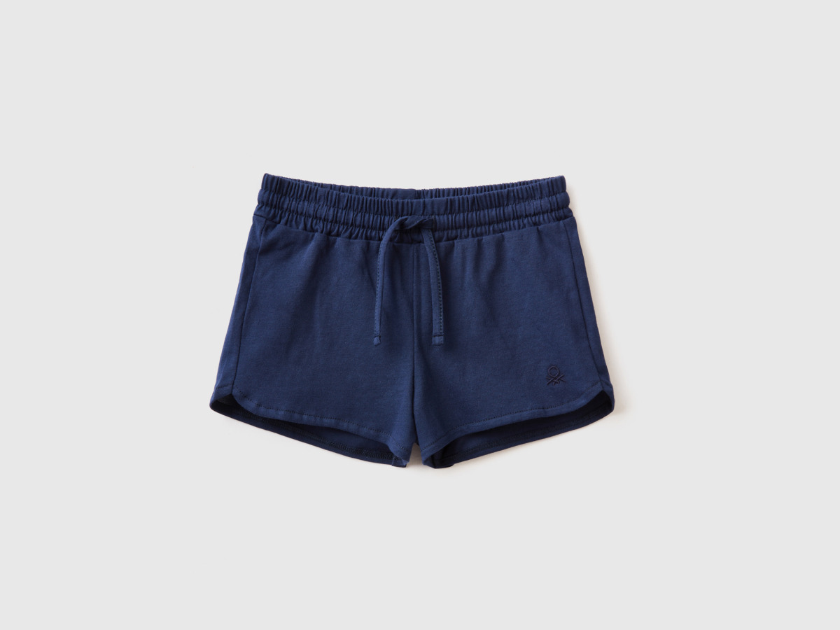 Benetton United Colors Of Shorts Made Of Organic With Tunnel Train Dark Blue Female Womens SHORTS GOOFASH