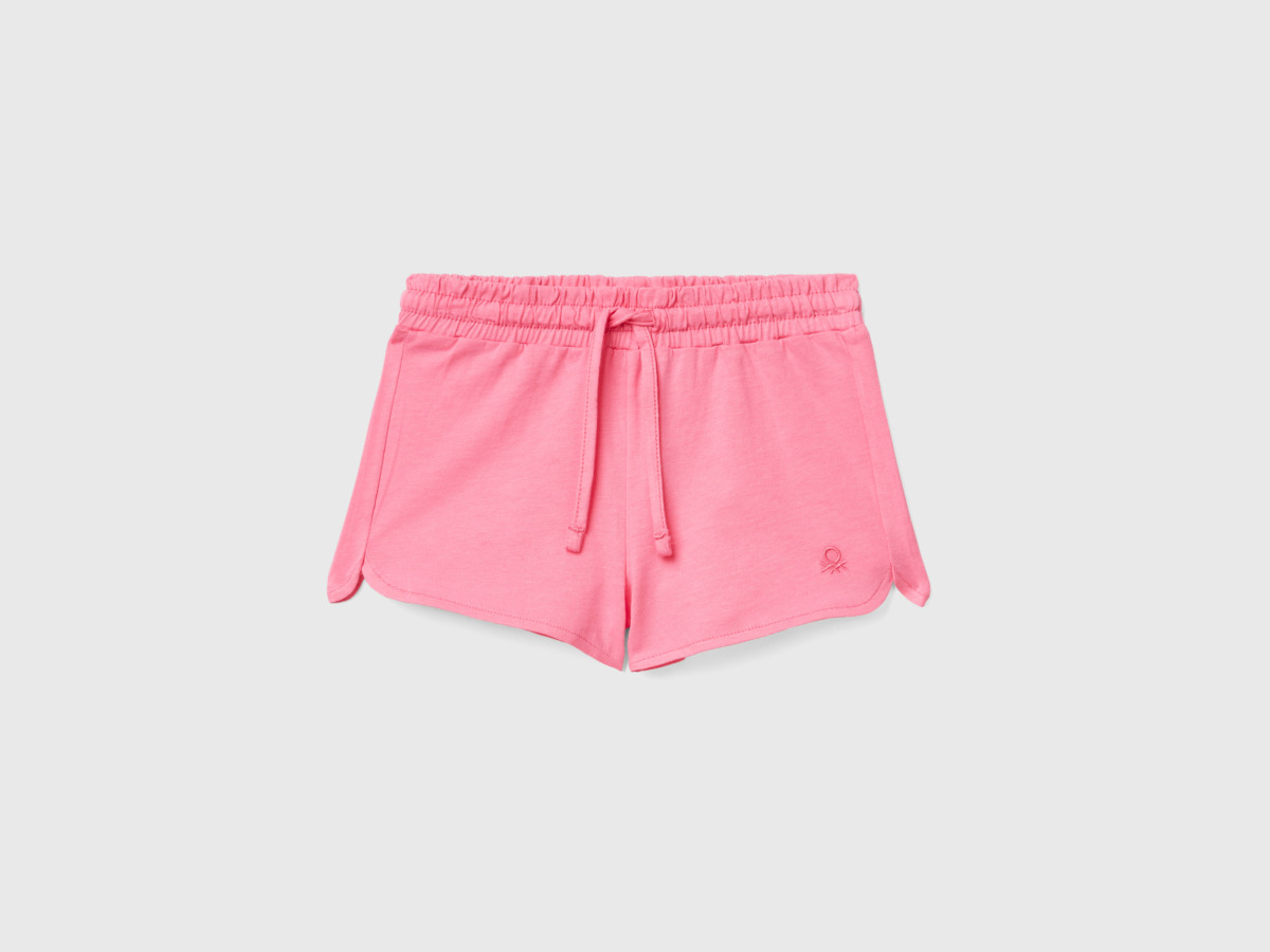 Benetton United Colors Of Shorts Made Of Organic With Tunnel Train Pink Female Womens SHORTS GOOFASH