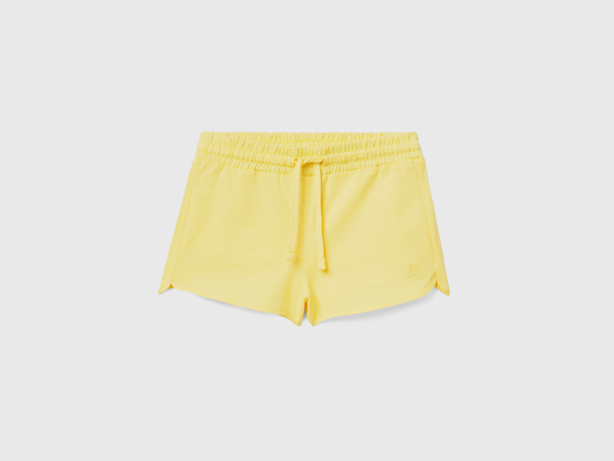 Benetton United Colors Of Shorts Made Of Organic With Tunnel Train Yellow Female Womens SHORTS GOOFASH
