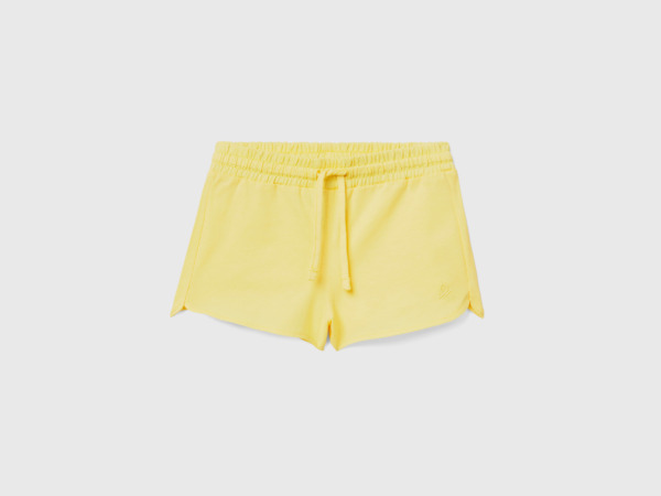 Benetton United Colors Of Shorts Made Of Organic With Tunnel Train Yellow Female Womens SHORTS GOOFASH