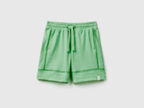 Benetton United Colors Of Shorts Made Of Recycled Fabric Light Green Male Mens SHORTS GOOFASH