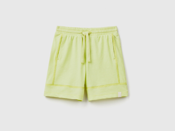 Benetton United Colors Of Shorts Made Of Recycled Fabric Yellow Green Male Mens SHORTS GOOFASH