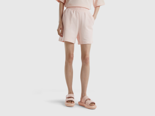 Benetton United Colors Of Shorts Made Of Sweaty With Bags Pink Female Womens SHORTS GOOFASH