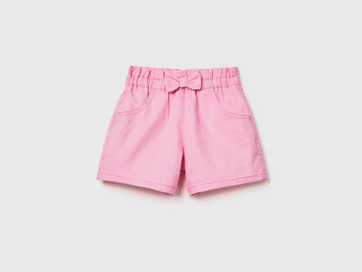 Benetton United Colors Of Shorts With An Elastic Waistband Pink Female Womens SHORTS GOOFASH