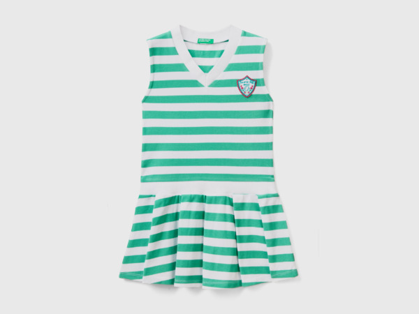 Benetton United Colors Of Sleeveless Dress With Stripes Green Female Womens DRESSES GOOFASH