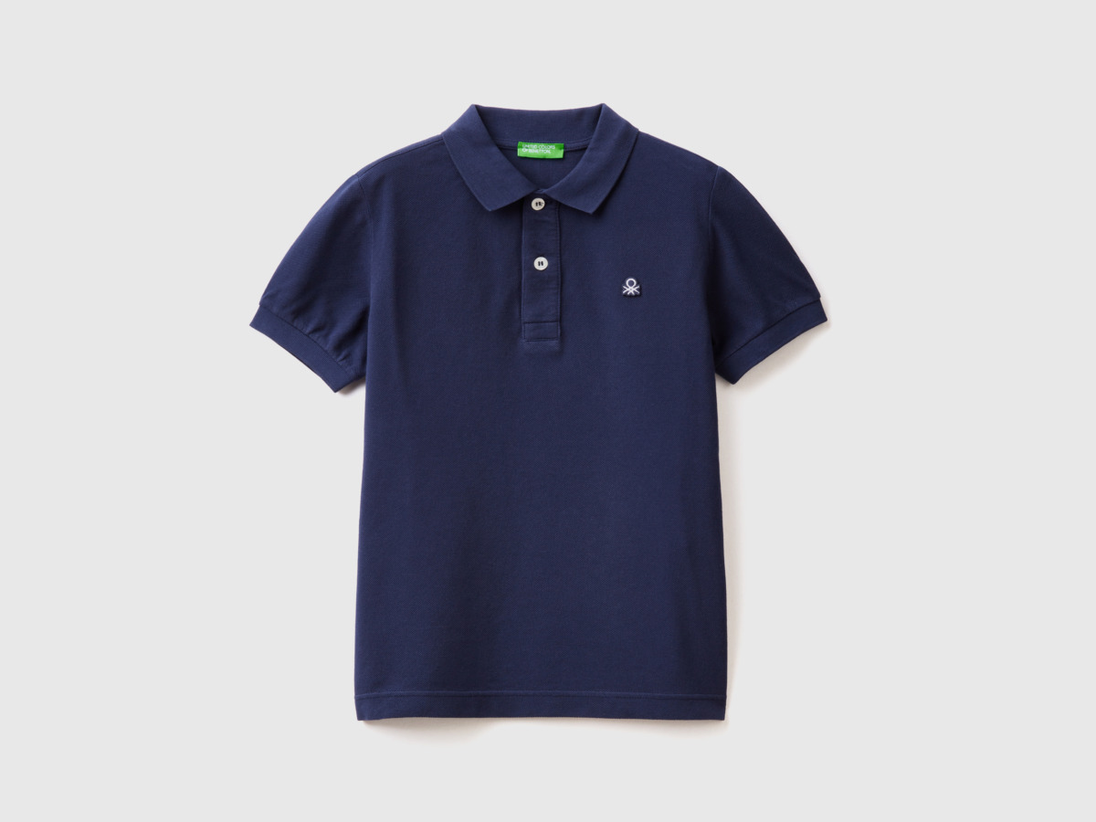 Benetton United Colors Of Slim Fit Polo Made Of Organic Dark Blue Male Mens POLOSHIRTS GOOFASH
