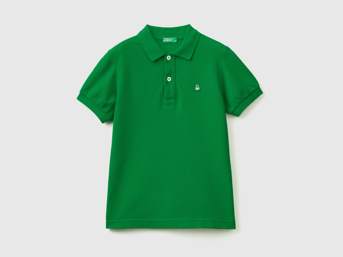 Benetton United Colors Of Slim Fit Polo Made Of Organic Green Paint Men Mens POLOSHIRTS GOOFASH