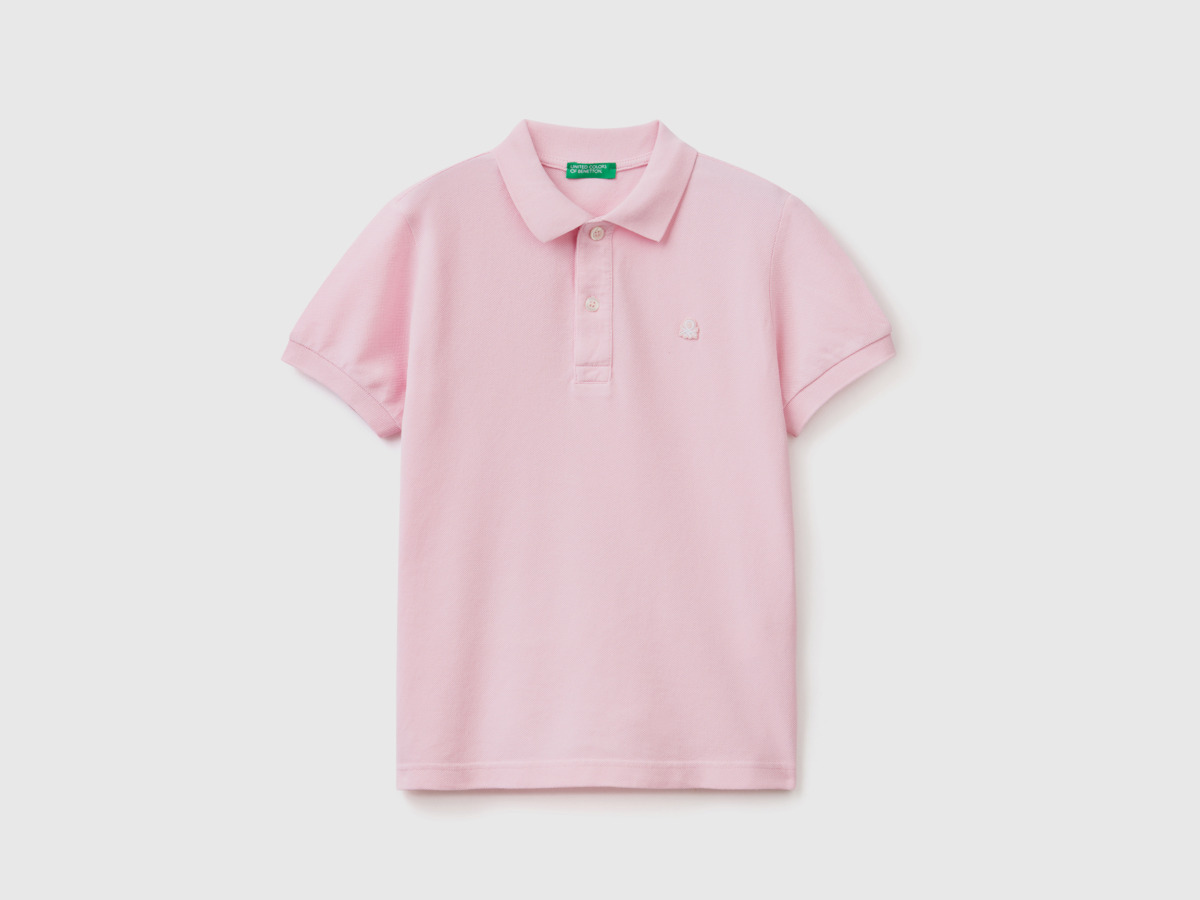 Benetton United Colors Of Slim Fit Polo Made Of Organic Pink Male Mens POLOSHIRTS GOOFASH