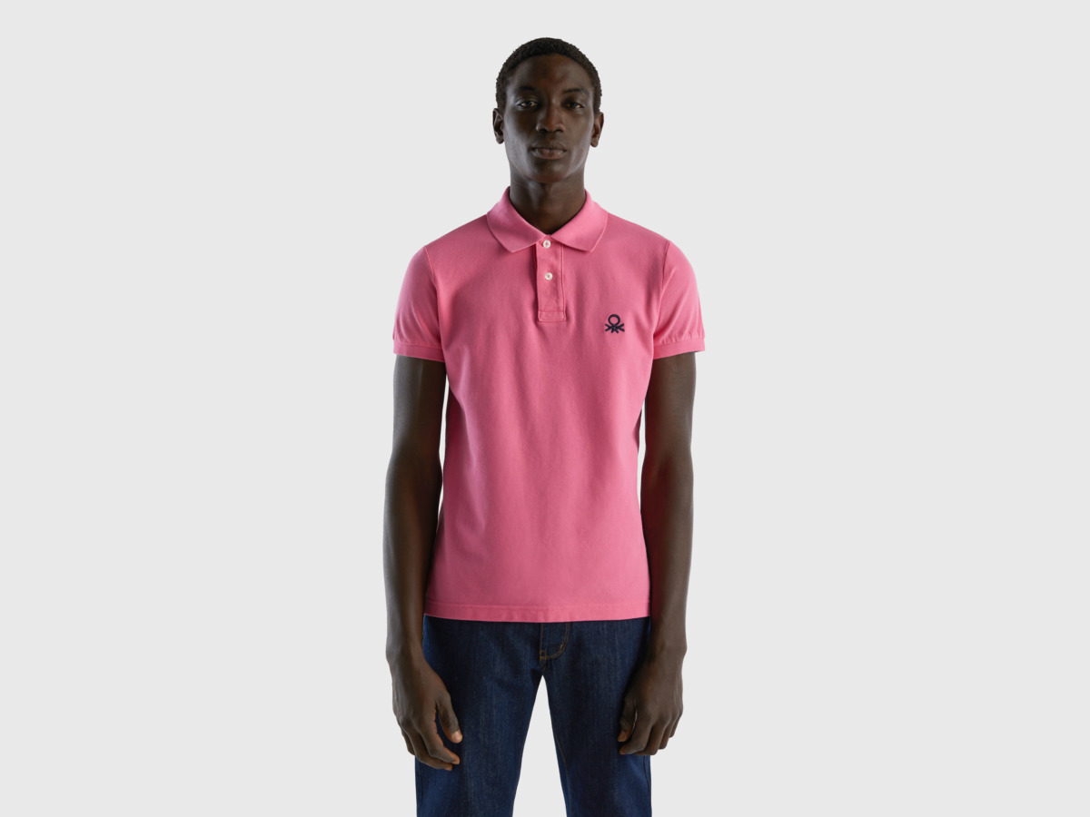 Benetton United Colors Of Slim Fit Polo Shirt In Pink Pink Male Mens POLOSHIRTS GOOFASH