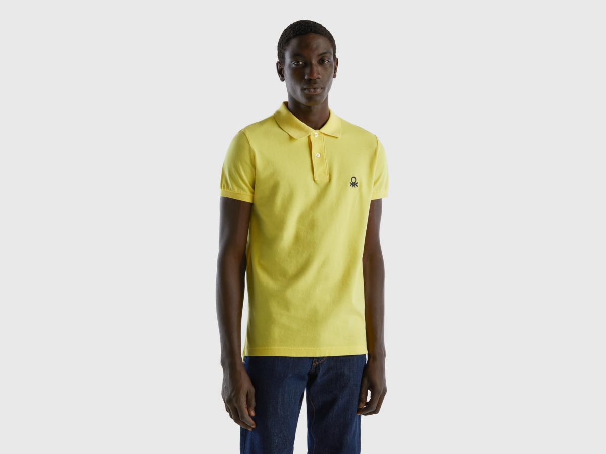 Benetton United Colors Of Slim Fit Polo Shirt In Yellow Yellow Male Mens POLOSHIRTS GOOFASH