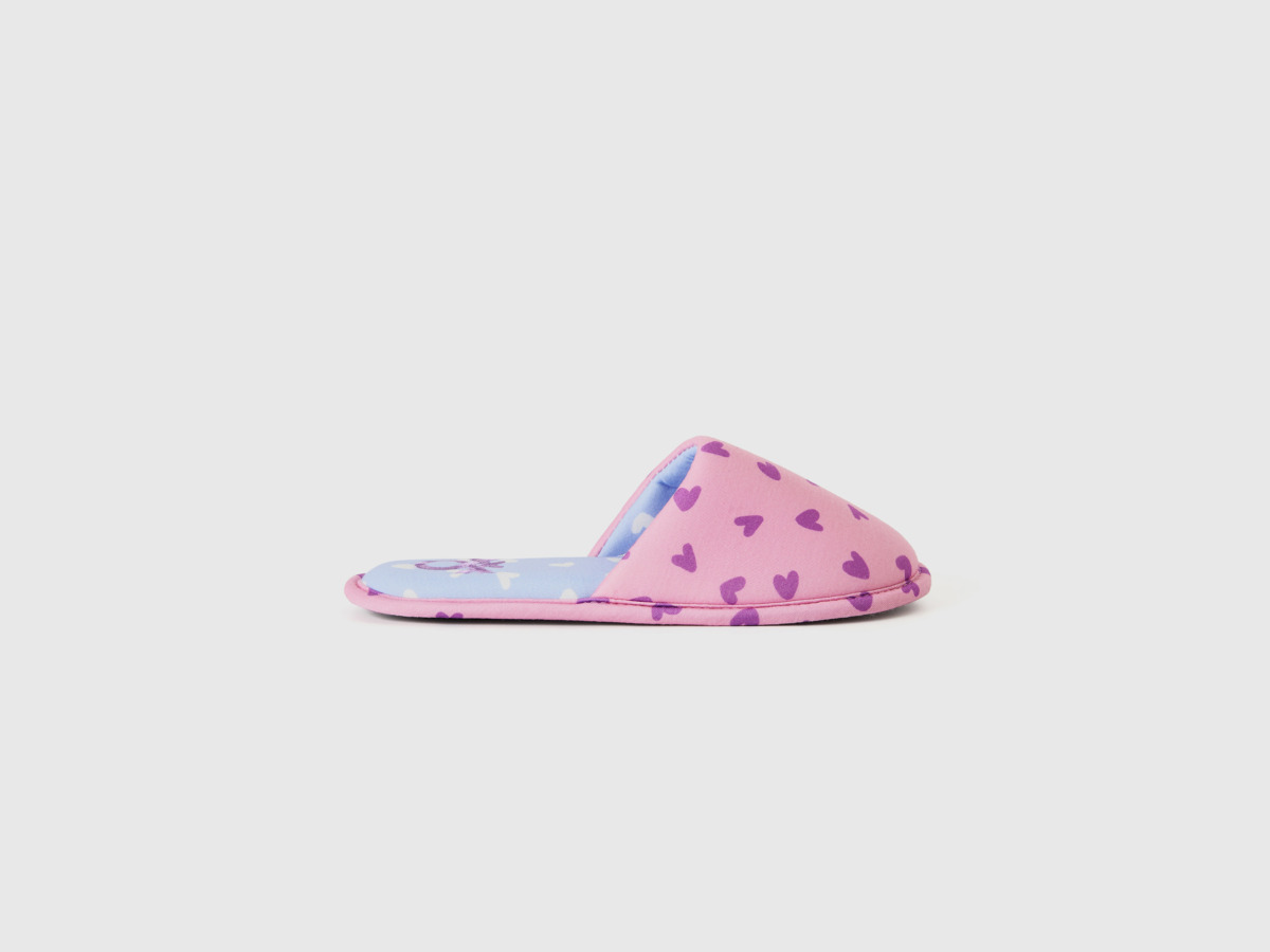 Benetton United Colors Of Slippers With Heart Pattern Pink Female Womens SLIPPERS GOOFASH