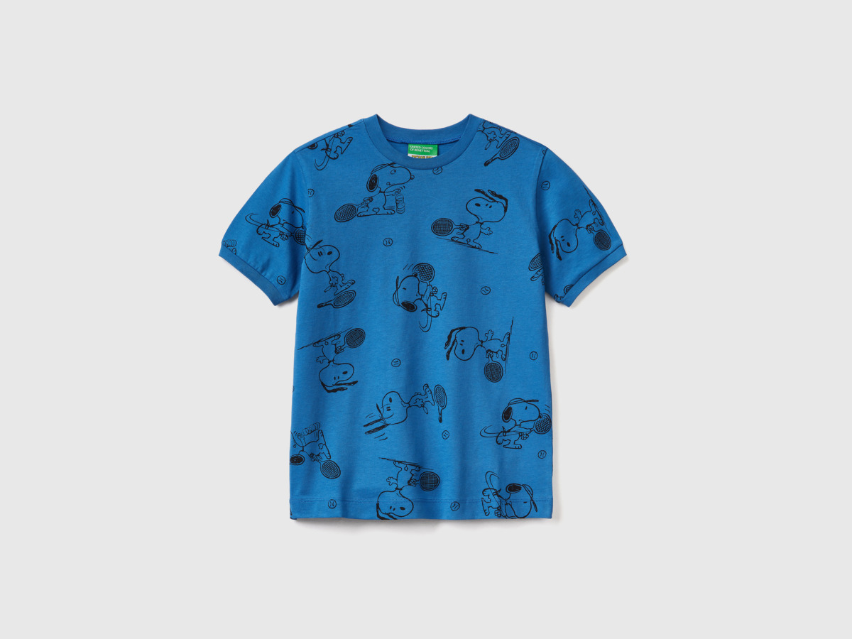 Benetton United Colors Of Snoopy T-Shirt With Short Sleeves Blue Male Mens T-SHIRTS GOOFASH