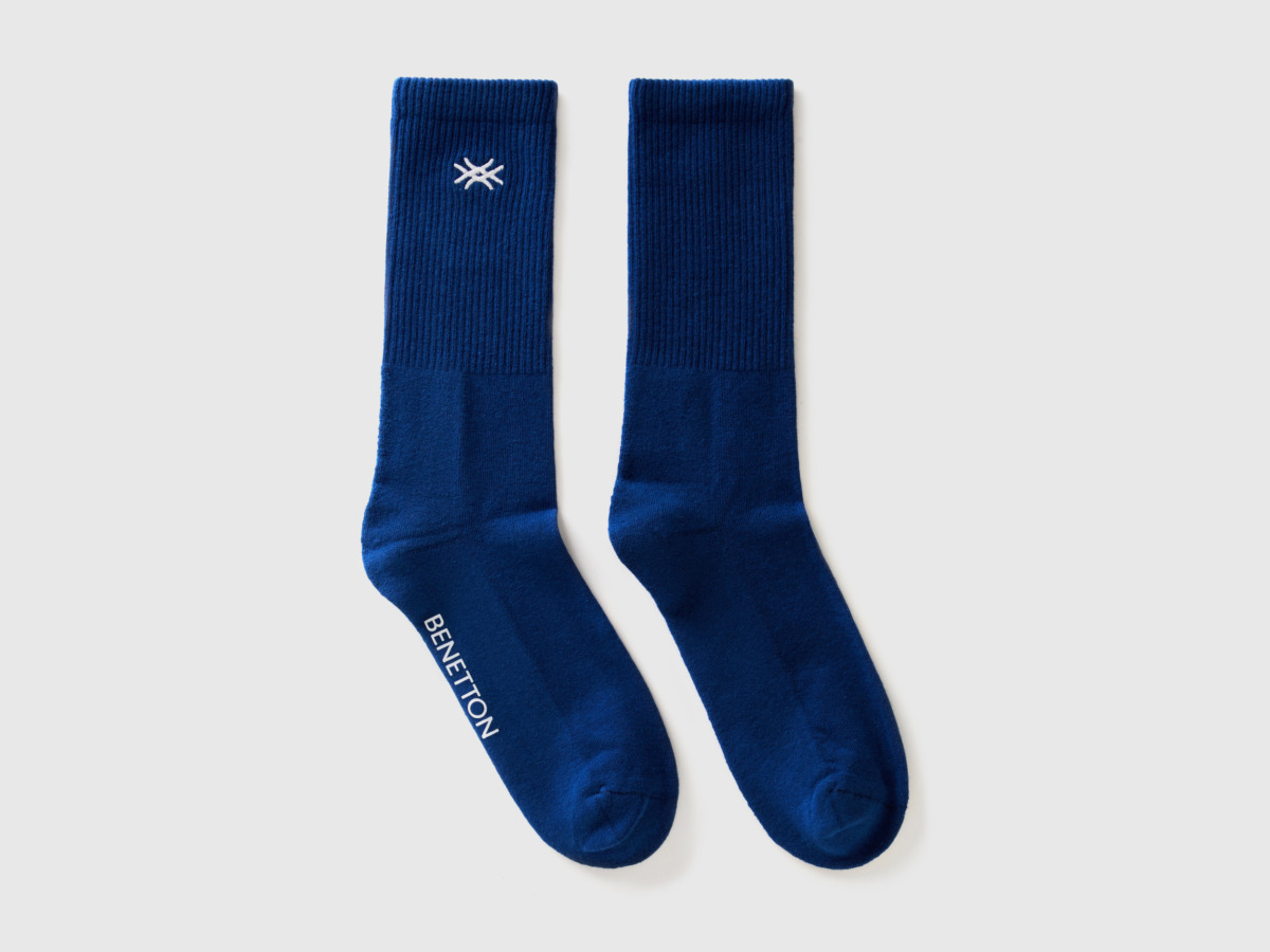 Benetton United Colors Of Socks With Embroidered Logo Dark Blue Female Womens SOCKS GOOFASH