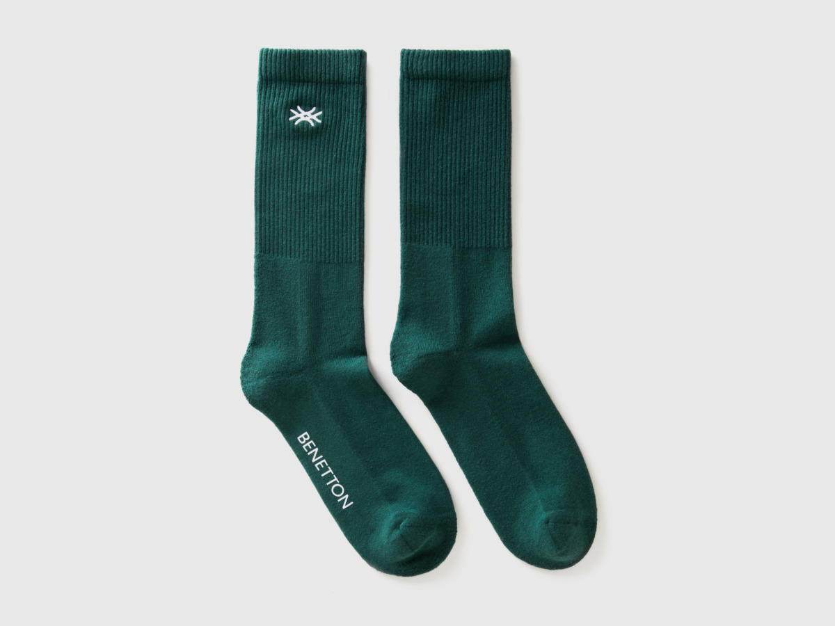 Benetton United Colors Of Socks With Embroidered Logo Green Female Womens SOCKS GOOFASH