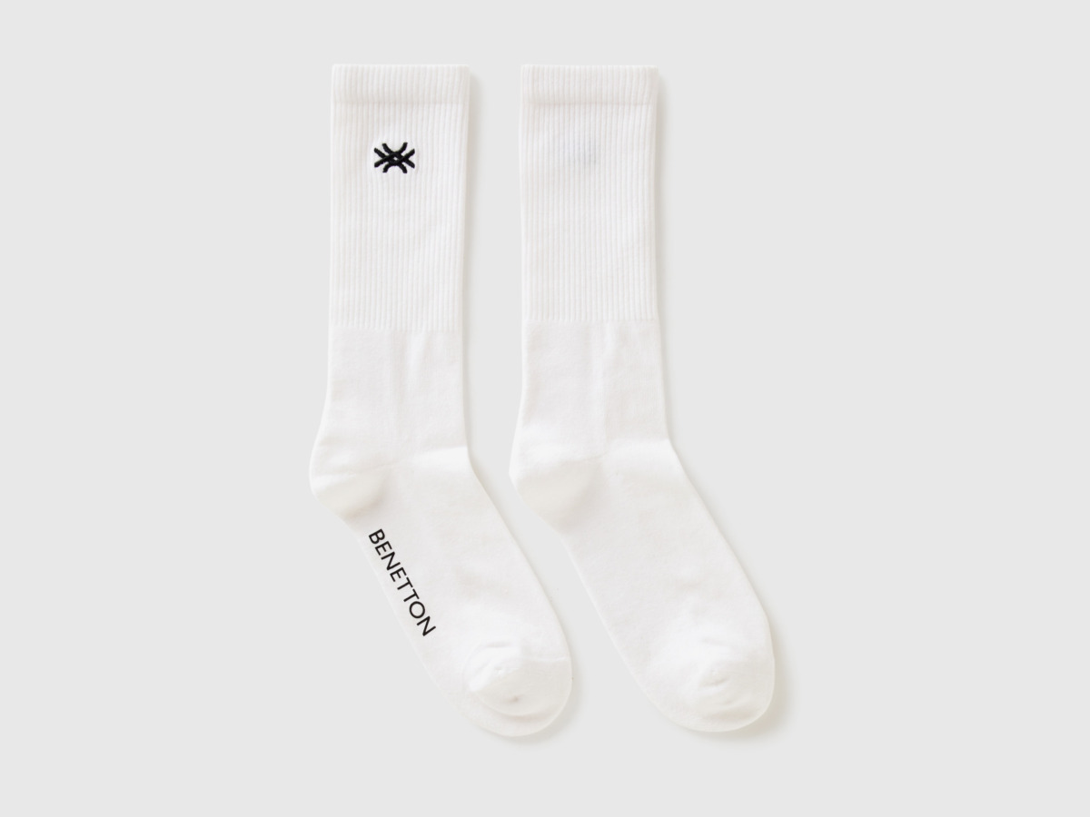 Benetton United Colors Of Socks With Embroidered Logo White Female Womens SOCKS GOOFASH