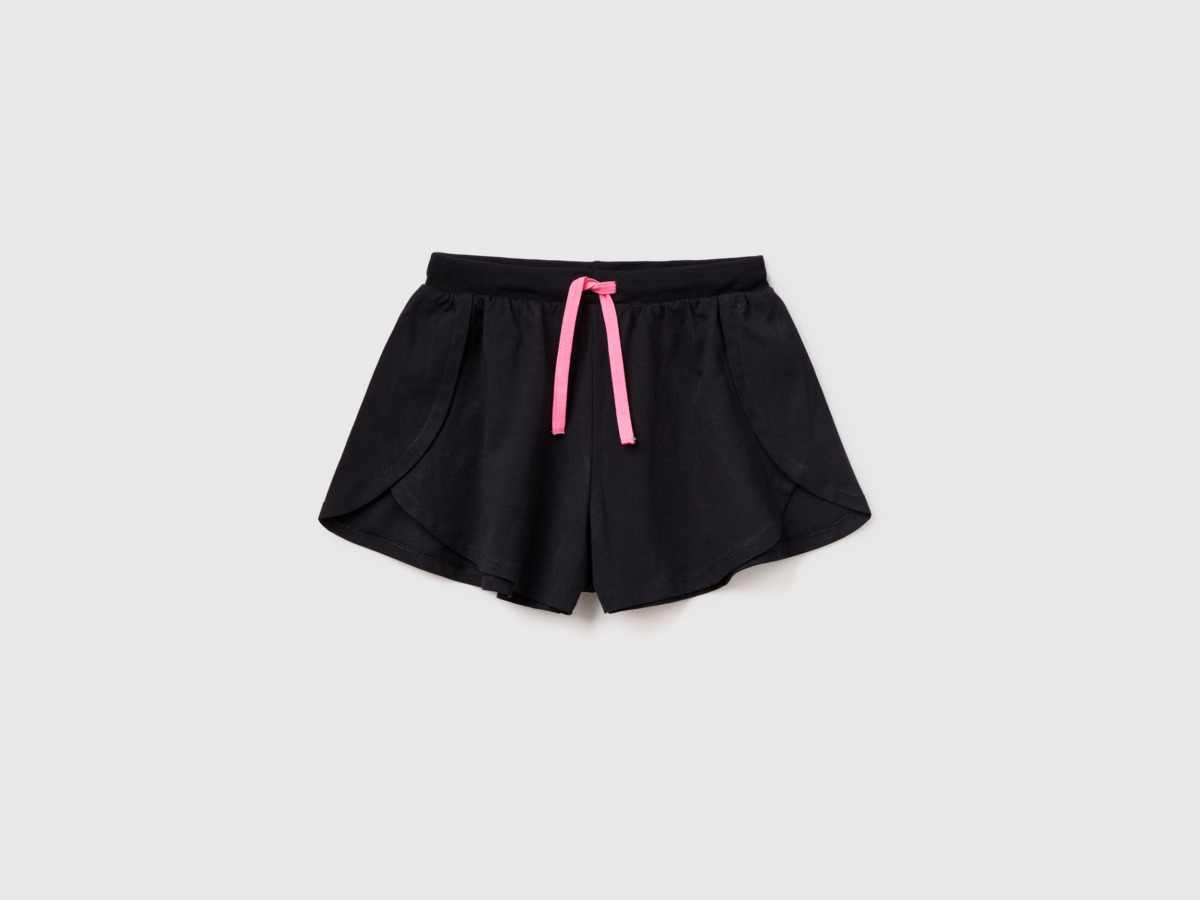 Benetton United Colors Of Sporty Shorts With Slots Black Female Womens SHORTS GOOFASH