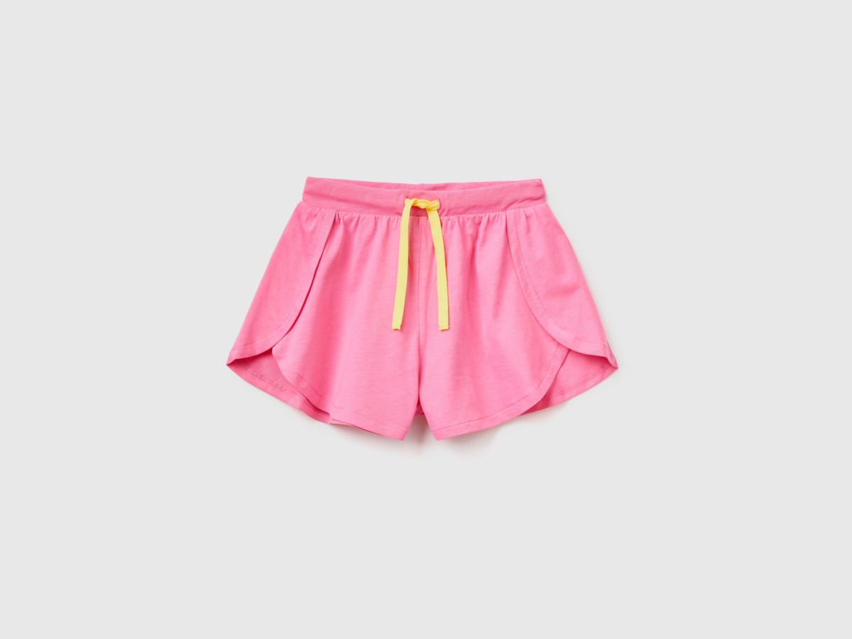 Benetton United Colors Of Sporty Shorts With Slots Pink Female Womens SHORTS GOOFASH