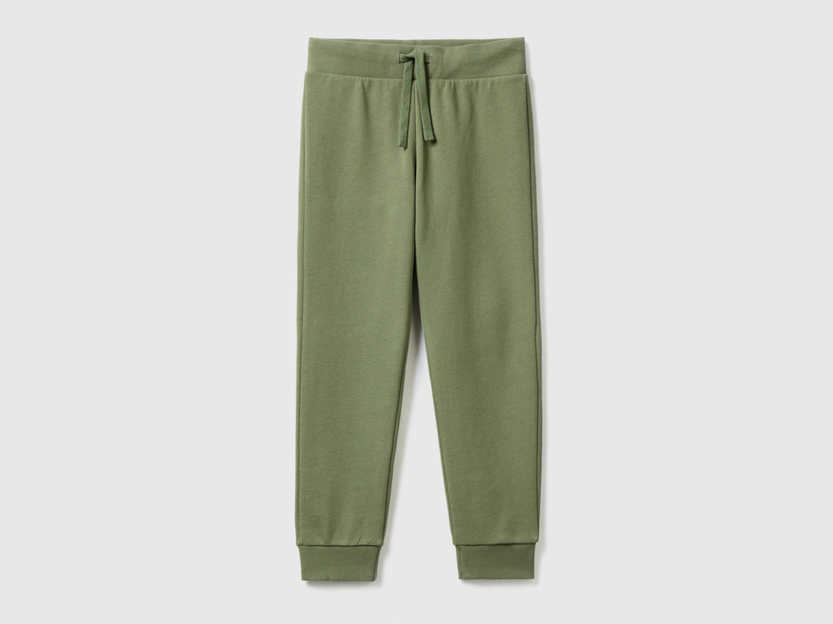 Benetton United Colors Of Sporty Trousers With Tunnel Train Military Green Male Mens TROUSERS GOOFASH