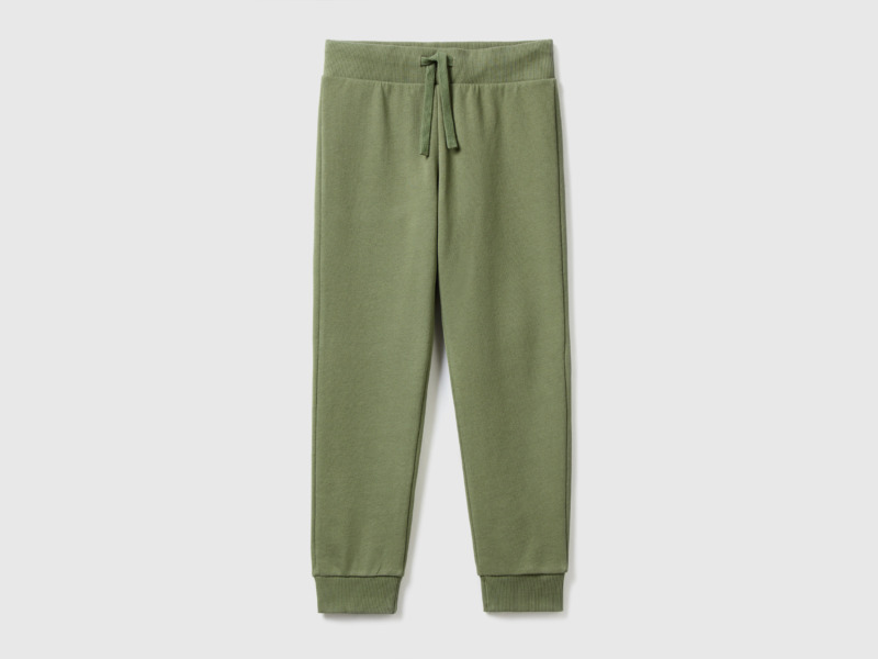 Benetton United Colors Of Sporty Trousers With Tunnel Train Military Green Male Mens TROUSERS GOOFASH