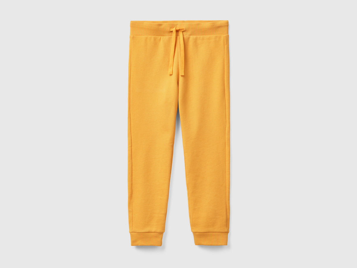 Benetton United Colors Of Sporty Trousers With Tunnel Train Yellow Male Mens TROUSERS GOOFASH