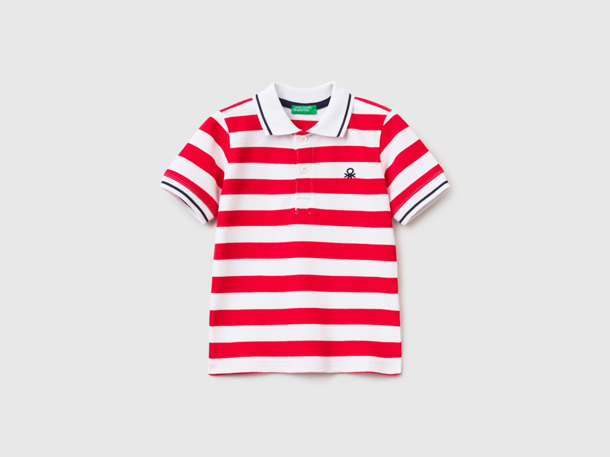 Benetton United Colors Of Striped Polo With Short Sleeves Red Paint Man Mens POLOSHIRTS GOOFASH