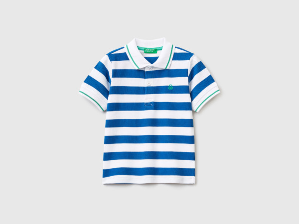 Benetton United Colors Of Striped Polo With Short Sleeves Transport Blue Male Mens POLOSHIRTS GOOFASH