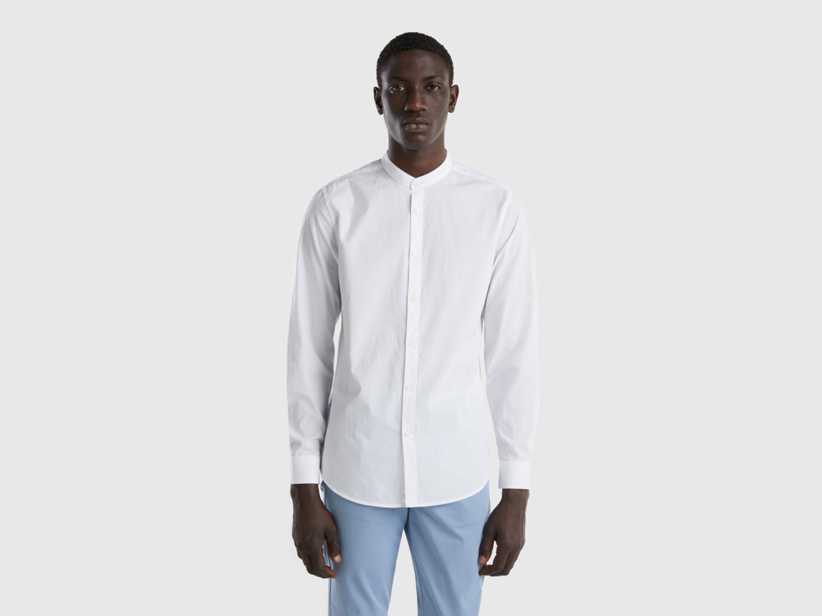 Benetton United Colors Of Striped Shirt In White Male Mens SHIRTS GOOFASH