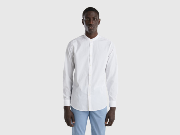 Benetton United Colors Of Striped Shirt In White Male Mens SHIRTS GOOFASH