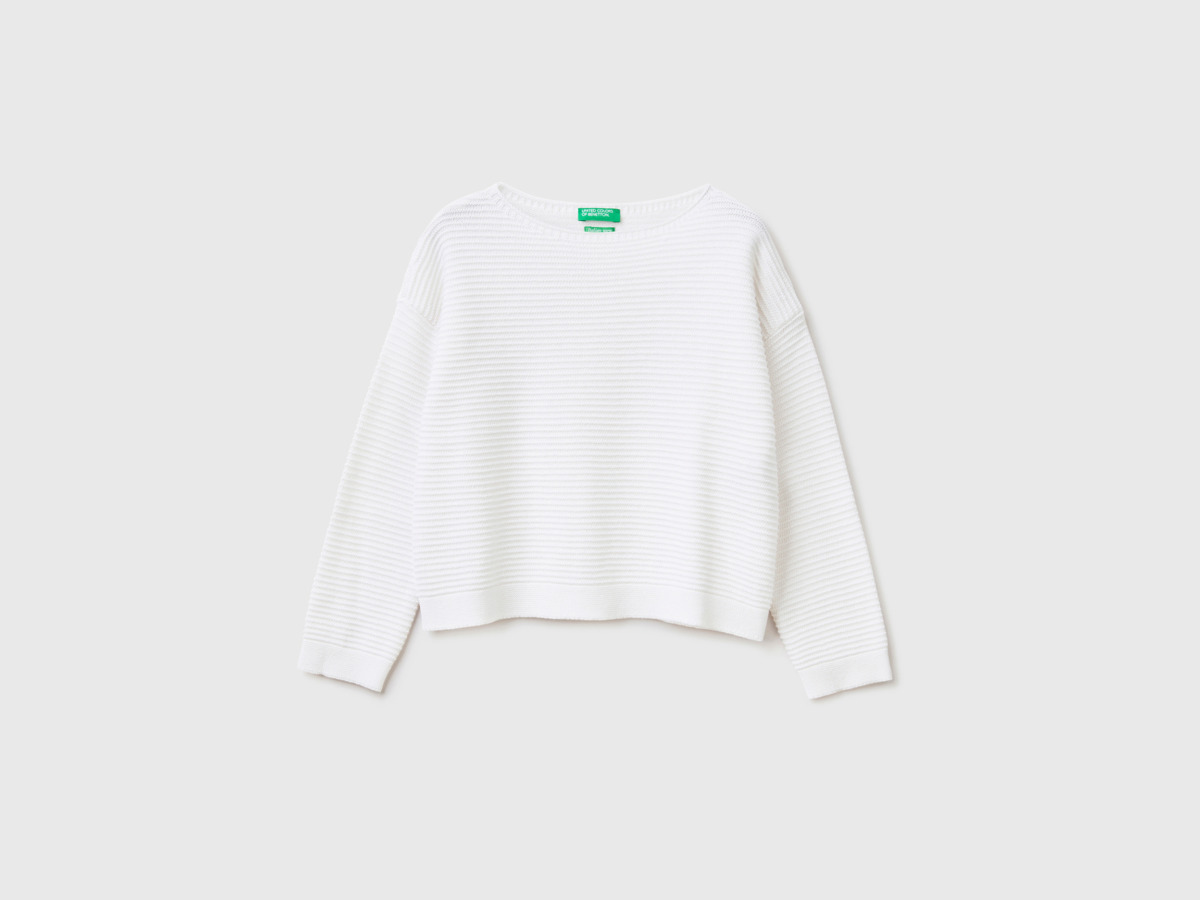 Benetton United Colors Of Sweater From Recycled Mix White Female Womens SWEATERS GOOFASH