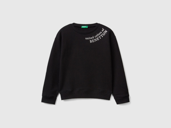 Benetton United Colors Of Sweatshirt Made Of With Logo Black Female Womens SWEATERS GOOFASH