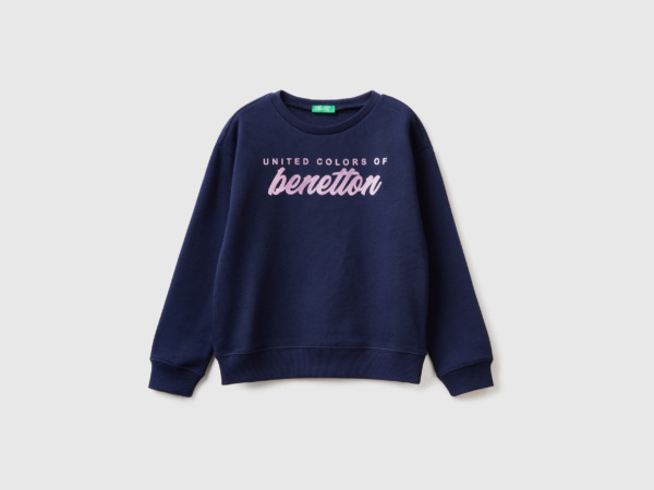 Benetton United Colors Of Sweatshirt Made Of With Logo Dark Blue Female Womens SWEATERS GOOFASH