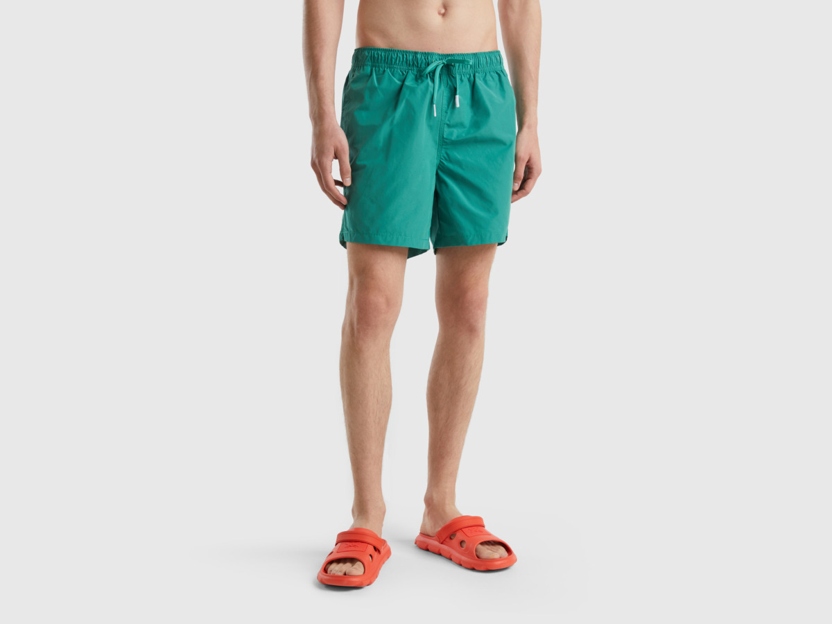 Benetton United Colors Of Swim Shorts In Recycled Mixture Dark Green Male Mens SHORTS GOOFASH