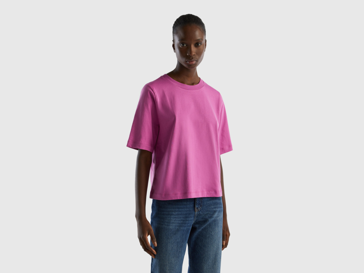 Benetton United Colors Of T-Shirt Made Of In Boxy Fit Pink Female Womens T-SHIRTS GOOFASH