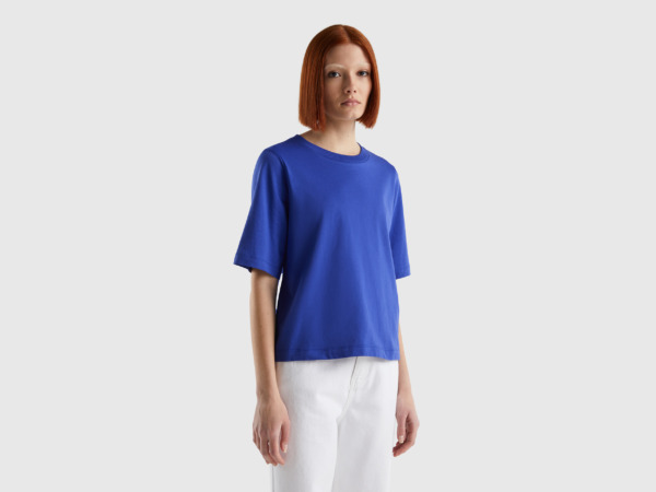 Benetton United Colors Of T-Shirt Made Of In Boxy Fit Transport Blue Female Womens T-SHIRTS GOOFASH
