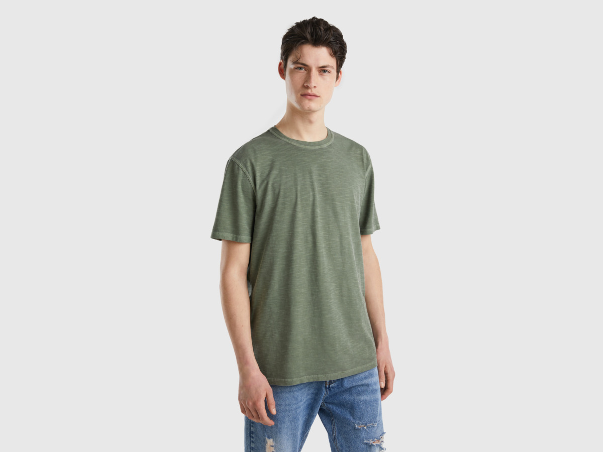 Benetton United Colors Of T-Shirt Made Of Light Military Green Male Mens T-SHIRTS GOOFASH