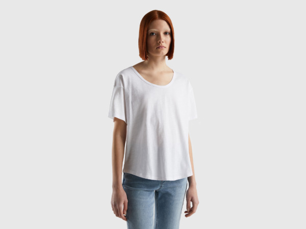 Benetton United Colors Of T-Shirt Made Of Light With Short Sleeves White Female Womens T-SHIRTS GOOFASH