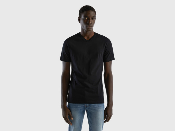 Benetton United Colors Of T-Shirt Made Of Long Fiber Black Male Mens T-SHIRTS GOOFASH