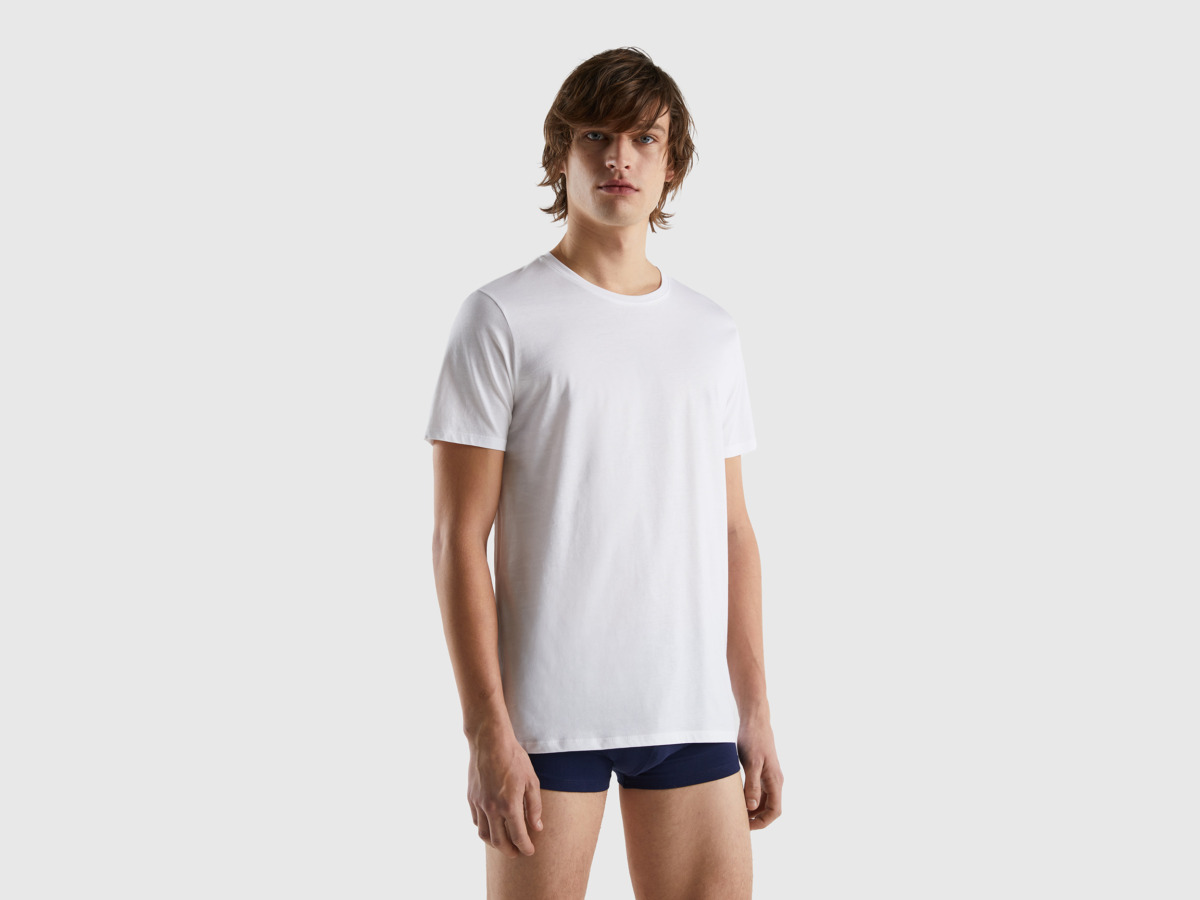 Benetton United Colors Of T-Shirt Made Of Long Fiber White Paint Men Mens T-SHIRTS GOOFASH