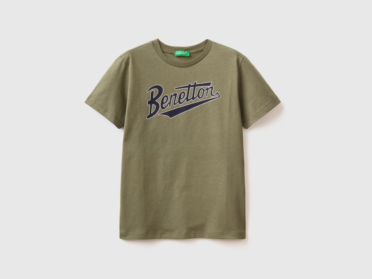 Benetton United Colors Of T-Shirt Made Of Organic Military Green Male Mens T-SHIRTS GOOFASH
