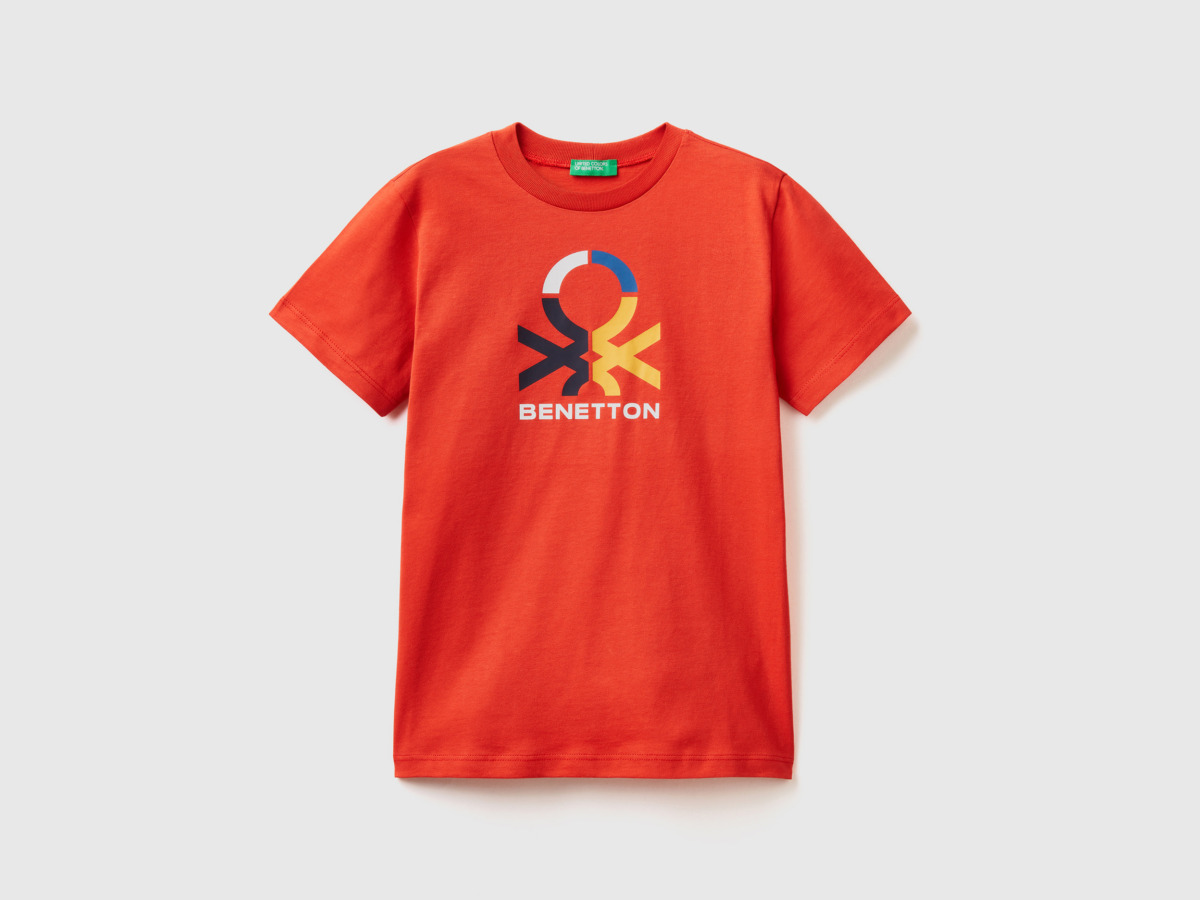 Benetton United Colors Of T-Shirt Made Of Organic Red Paint Man Mens T-SHIRTS GOOFASH