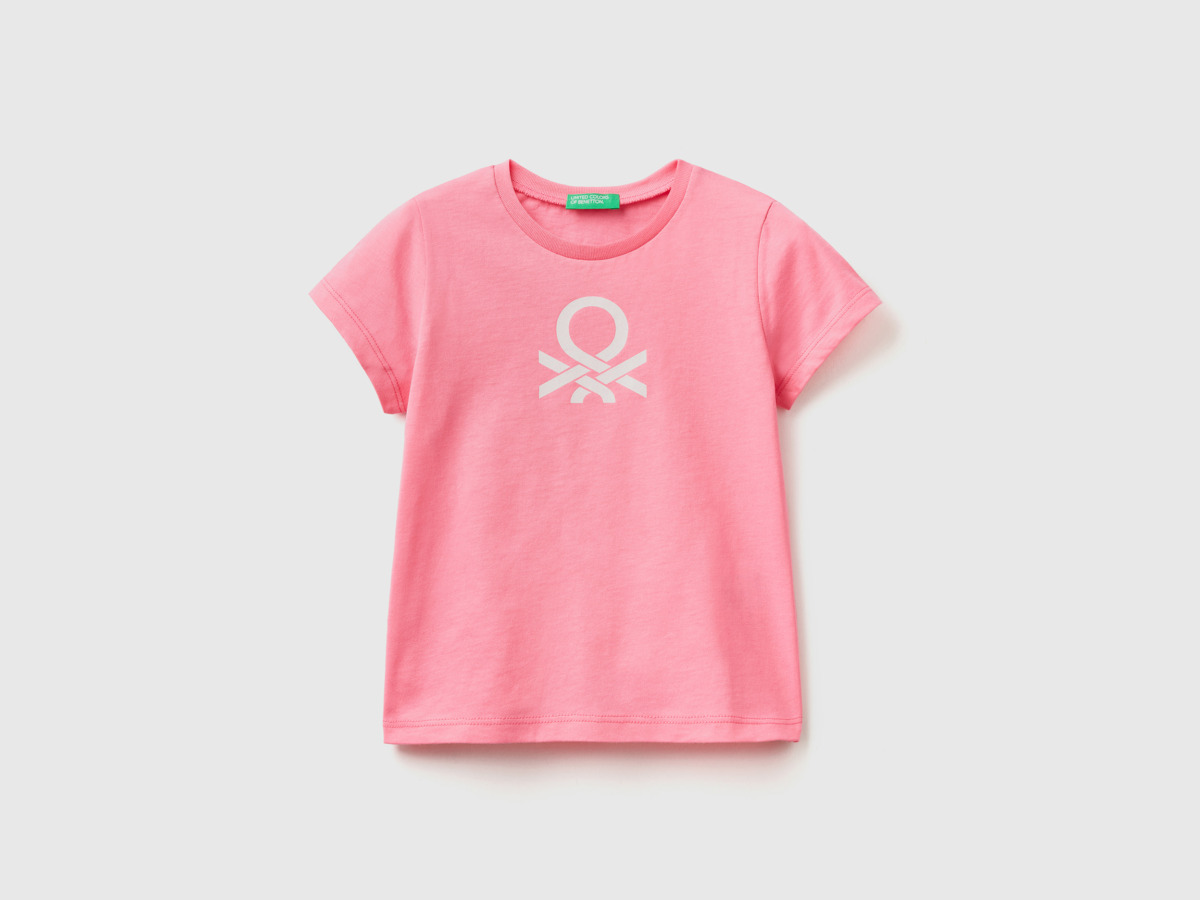 Benetton United Colors Of T-Shirt Made Of Organic With Logoprint Pink Female Womens T-SHIRTS GOOFASH