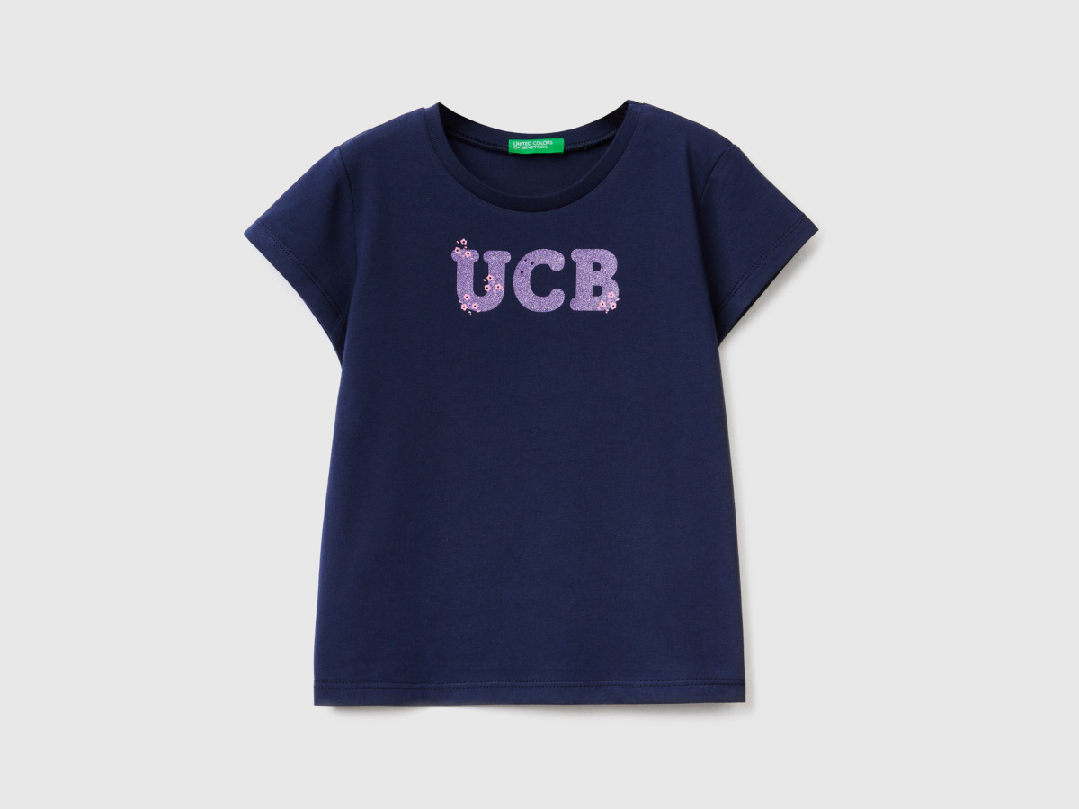 Benetton United Colors Of T-Shirt Made Of Organic With Print Dark Blue Female Womens T-SHIRTS GOOFASH