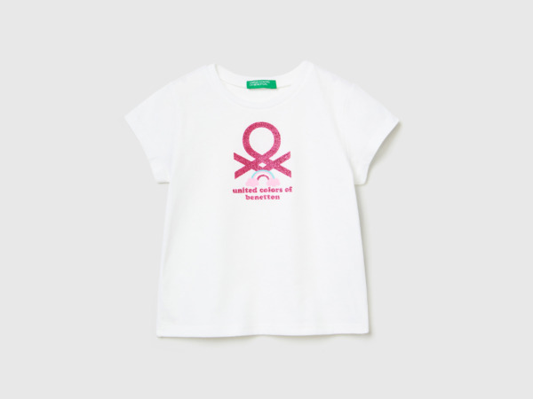 Benetton United Colors Of T-Shirt Made Of Organic With Print White Female Womens T-SHIRTS GOOFASH