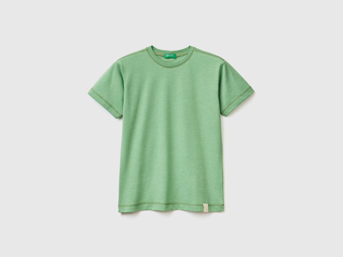 Benetton United Colors Of T-Shirt Made Of Recycled Fabric With Round Neck Light Green Male Mens T-SHIRTS GOOFASH