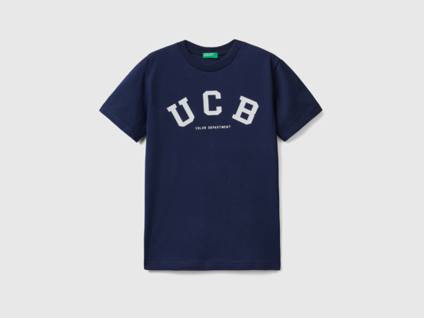 Benetton United Colors Of T-Shirt Made Of With Logo Dark Blue Paint Men Mens T-SHIRTS GOOFASH
