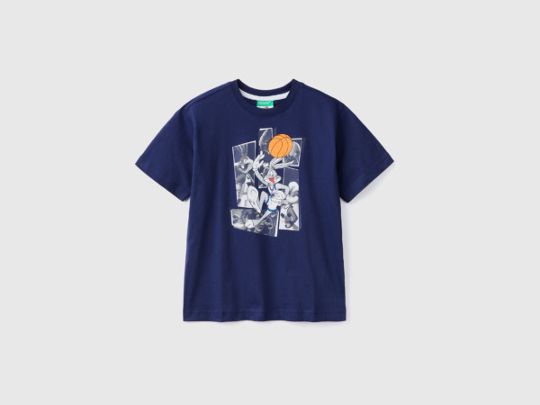 Benetton United Colors Of T-Shirt Space Jam With Photo Print Dark Blue Male Mens T-SHIRTS GOOFASH