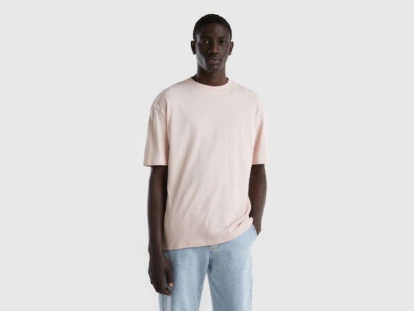 Benetton United Colors Of T-Shirt With Short Sleeves And Slots Delicate Pink Male Mens T-SHIRTS GOOFASH