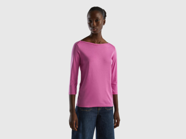 Benetton United Colors Of T-Shirt With Submarine Excerpt Made Of Pink Female Womens T-SHIRTS GOOFASH