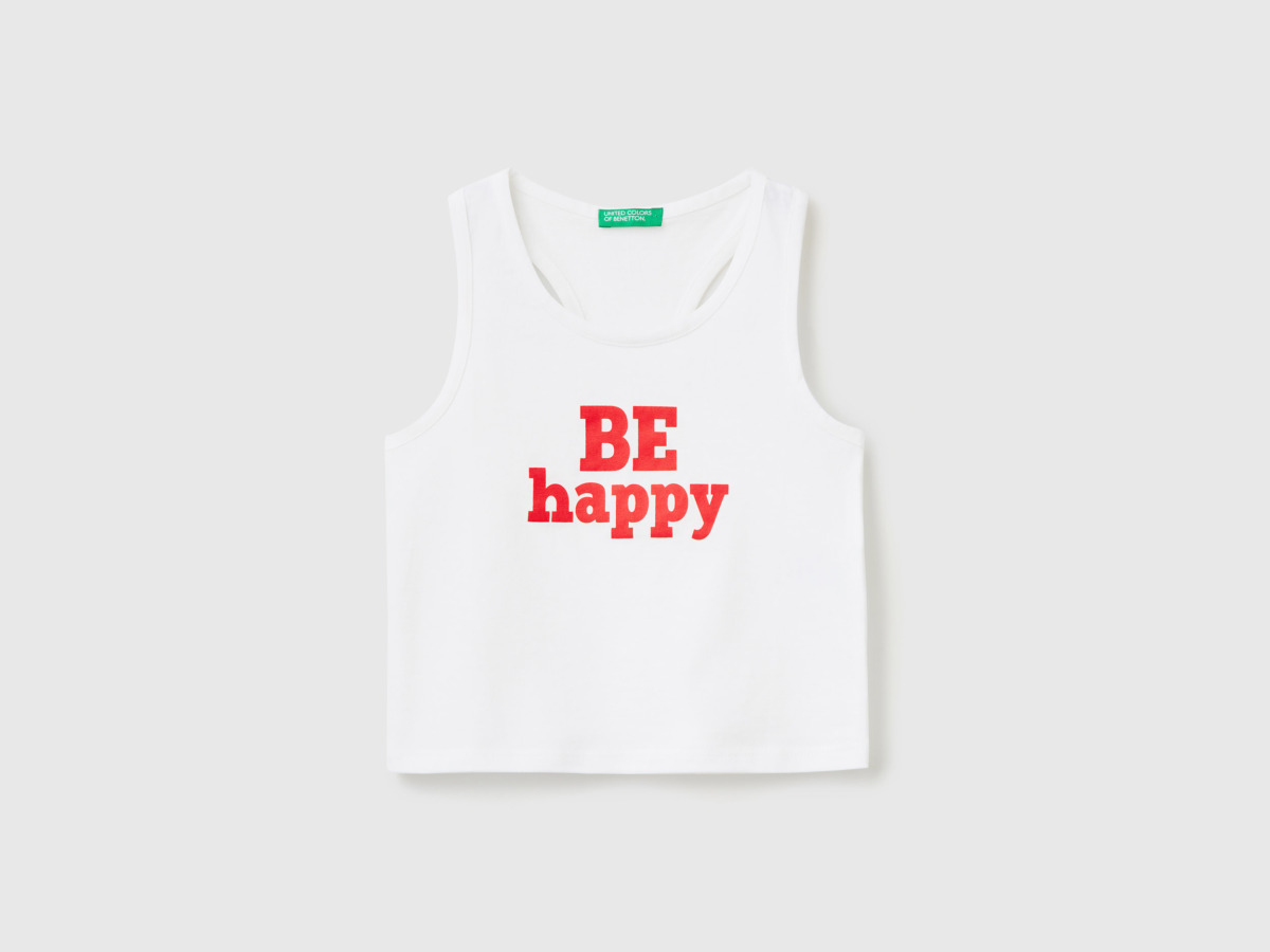 Benetton United Colors Of Top In With Slogan White Female Womens TOPS GOOFASH